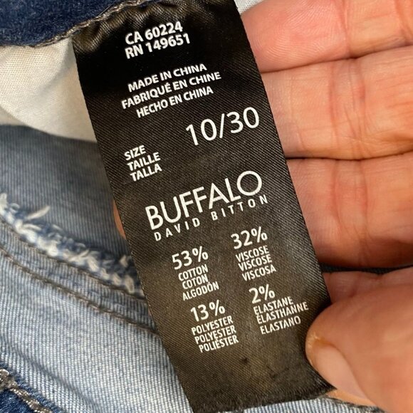 Buffalo Womens Jeans 10/30 Blue Denim Mid-Rise Stretch Straight Ankle Grazer - Picture 9 of 13